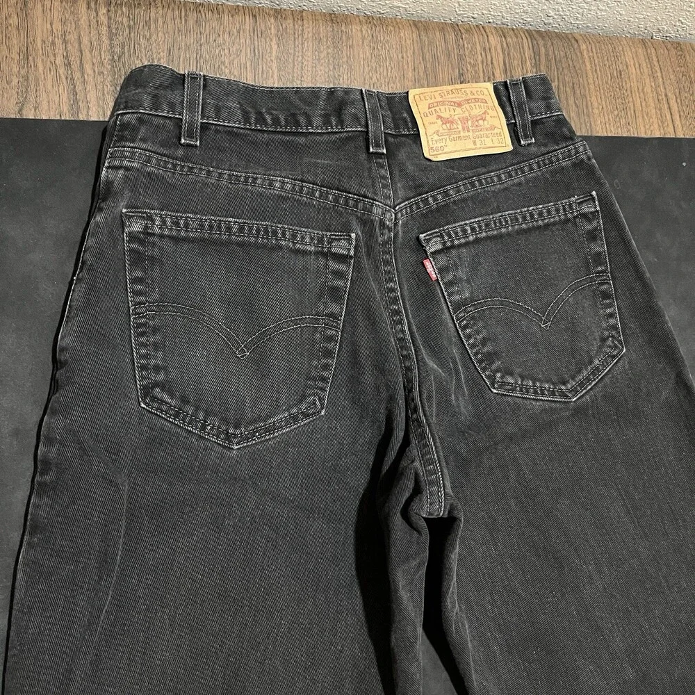 Vintage Levis Jeans Black 90s Men Denim 560 Loose Fit Wide Leg Baggy 30x30 Jnco